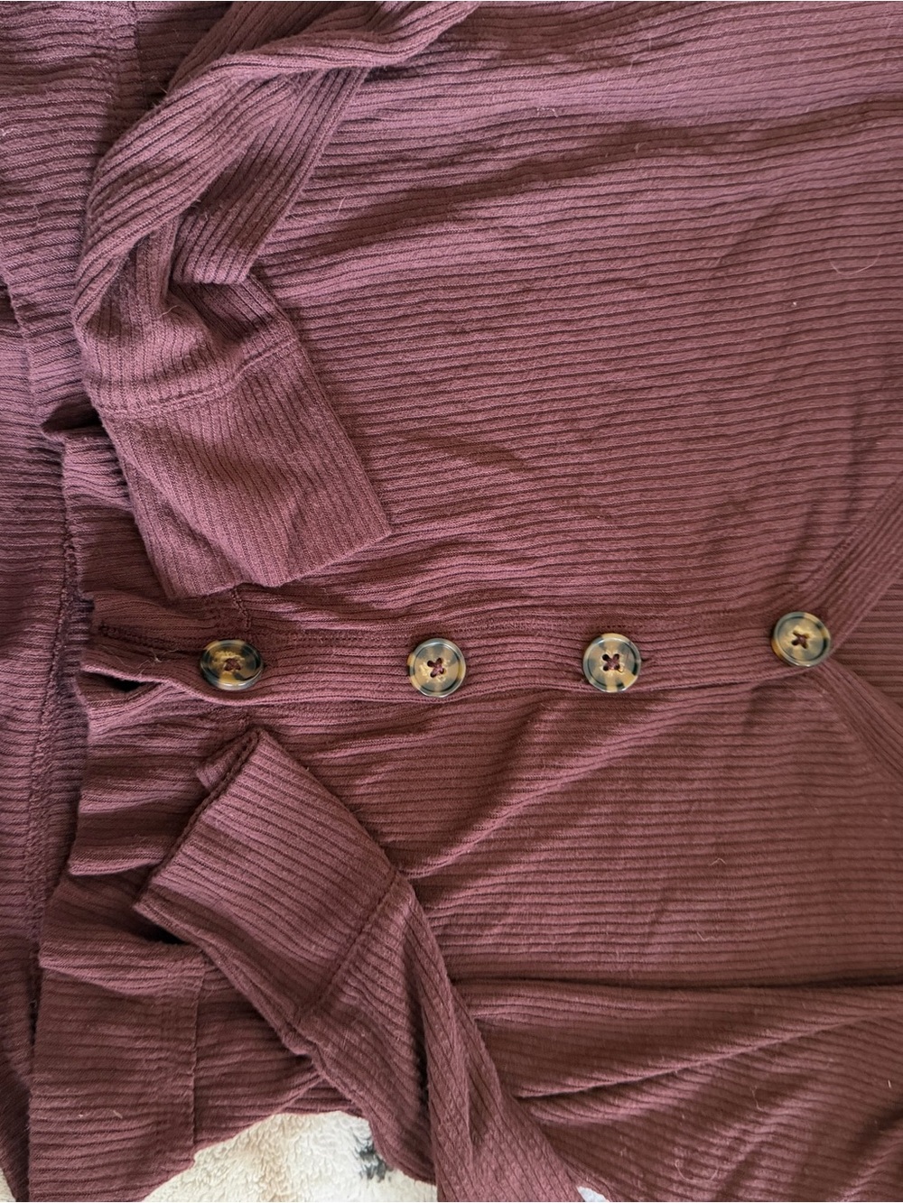 Double Zero Ribbed Knit Cardigan in Dusty Rose